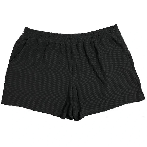 NWT Good American Terry Jacquard Woven Casual Shorts Sz 7 4XL Black Textured - Picture 3 of 9